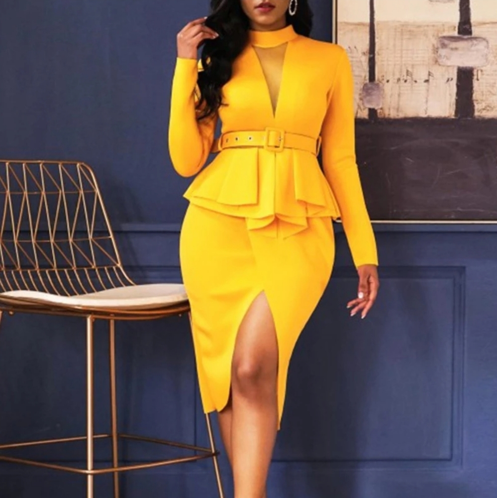 Yellow bodycon dress